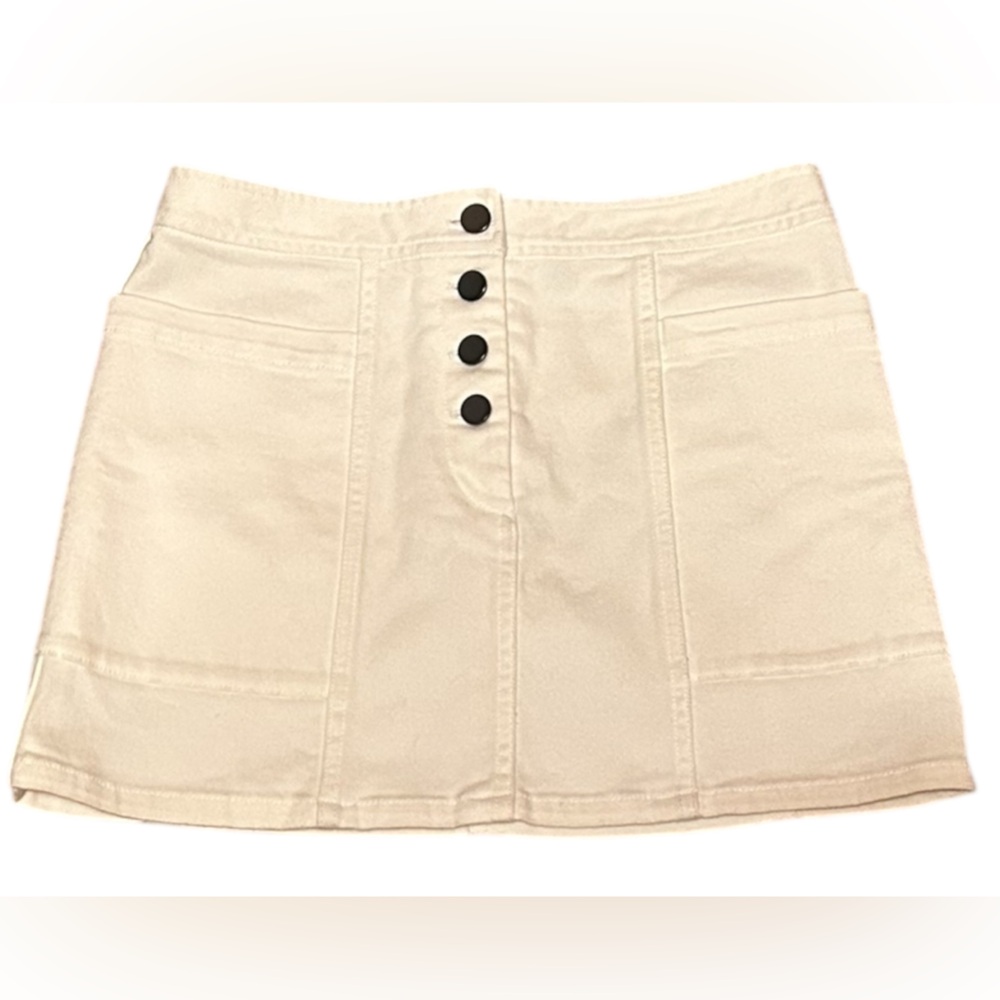 THEORY NWOT Addison Button Front High Waist Front Pockets Denim Mini Skirt